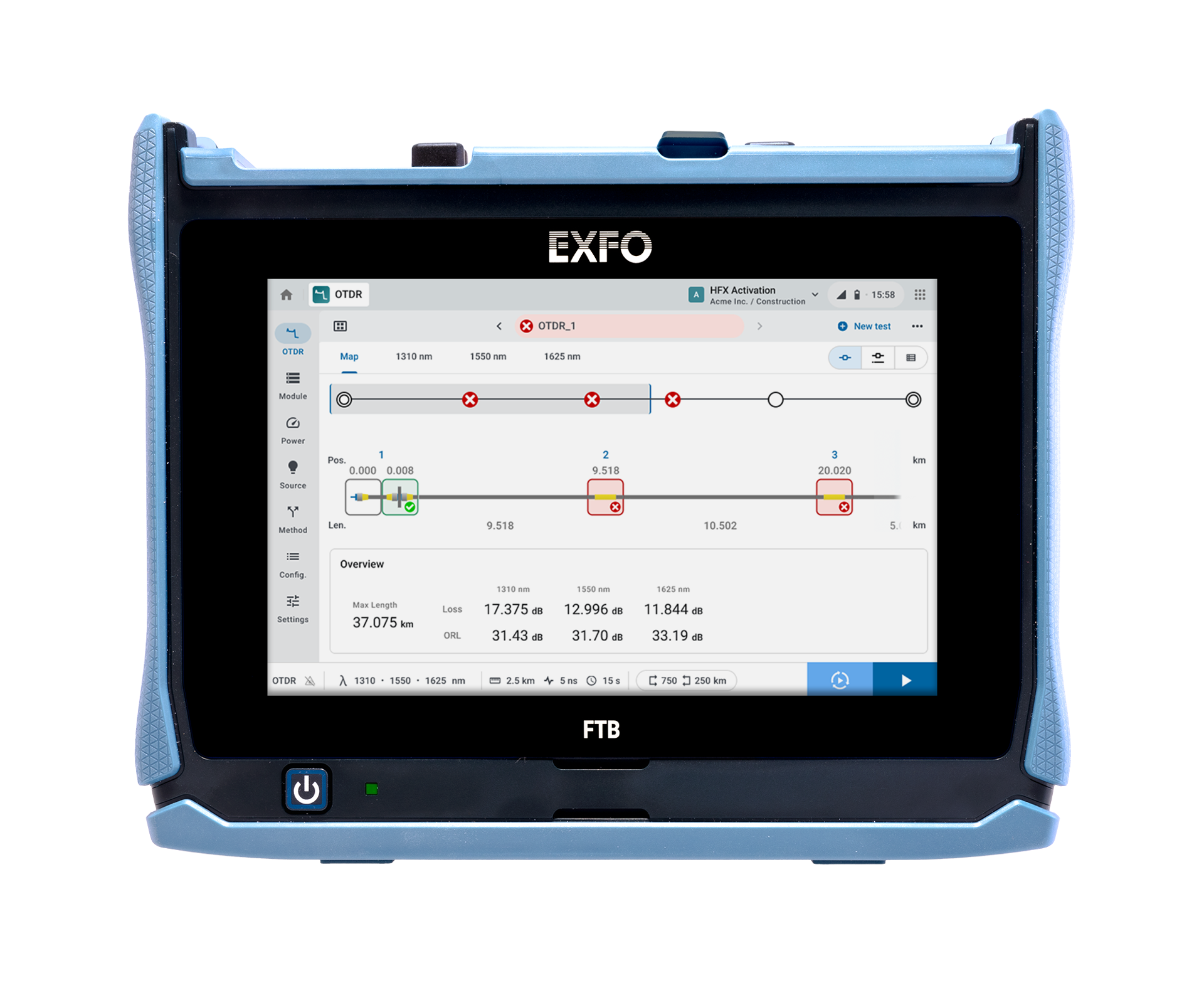 EXFO FTB-LITE-720D čtyřkanálový tester optického vlákna