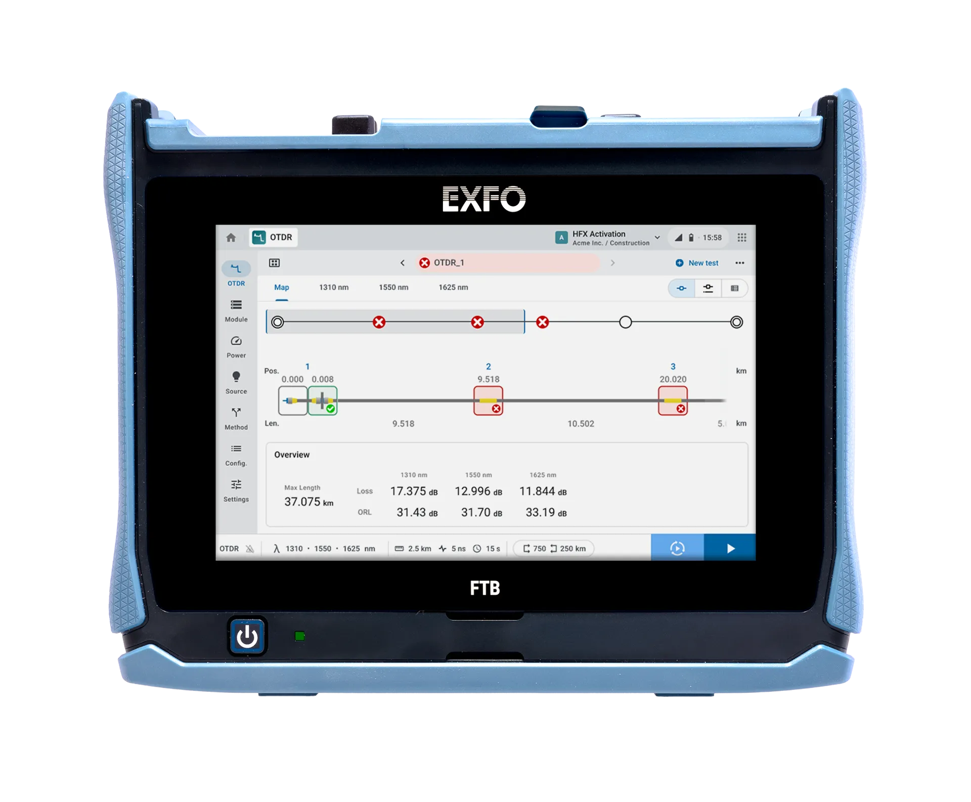EXFO FTB-LITE-720D-SM8-XX optický reflektometr v časové doméně