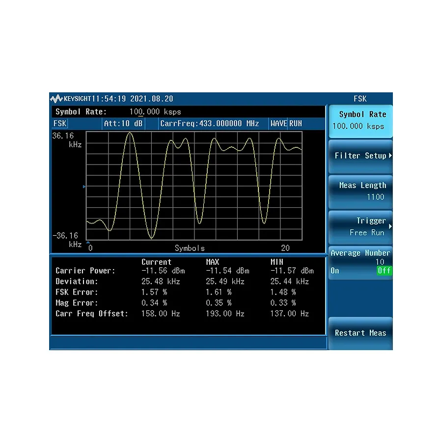 Možnost Keysight N9324CK/DMA analýzy ASK/FSK demodulace