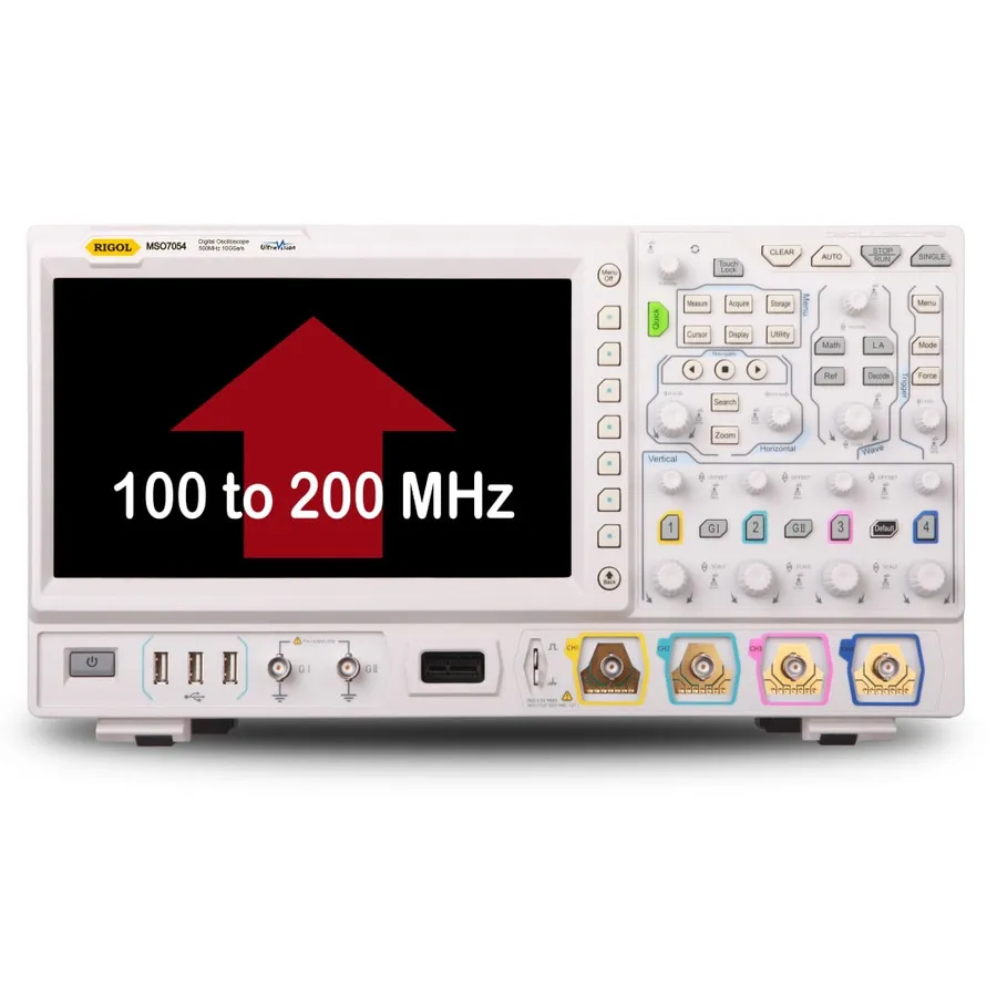 RIGOL DS7000-BW1T2 upgrade šířky pásma na 200MHz