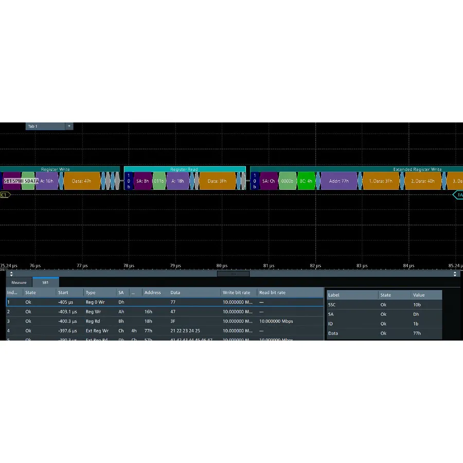 Rohde & Schwarz MXO5C-K550 Volba protokolů MIPI nízké rychlosti