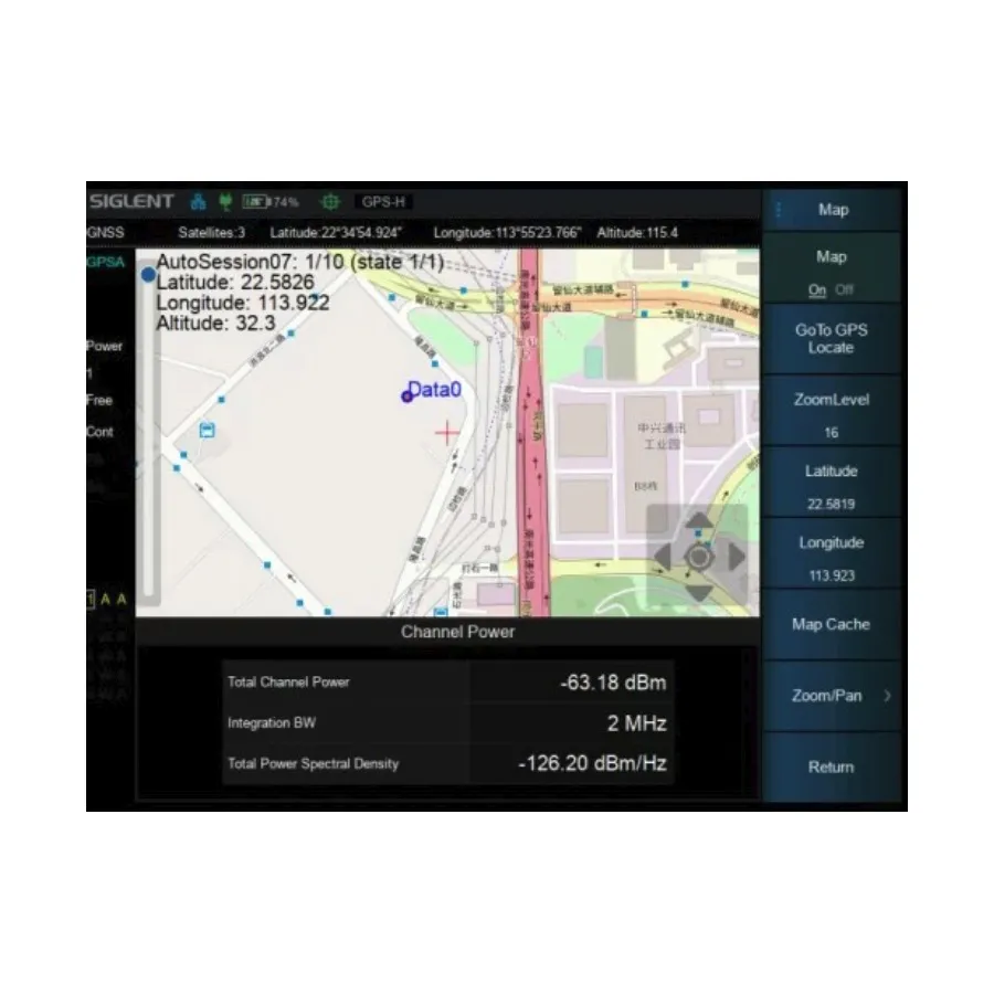 Volba mapy venkovní/vnitřní Siglent SHA860-MAP